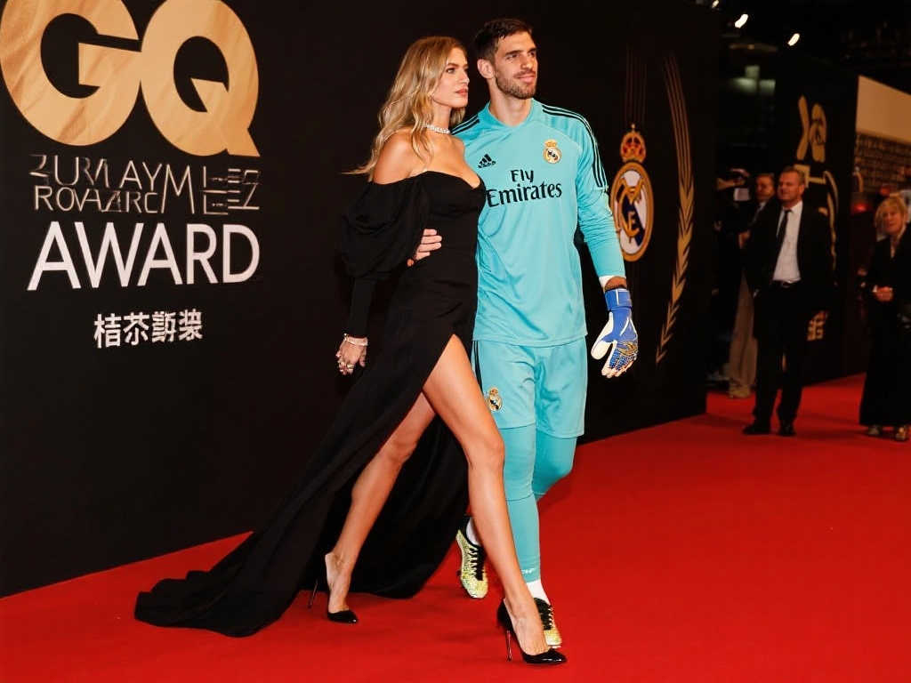 库尔图瓦夫妇亮相GQ年度男士颁奖礼，长腿风采尽显优雅魅力